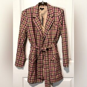 AFRM pink, tan and black plaid blazer